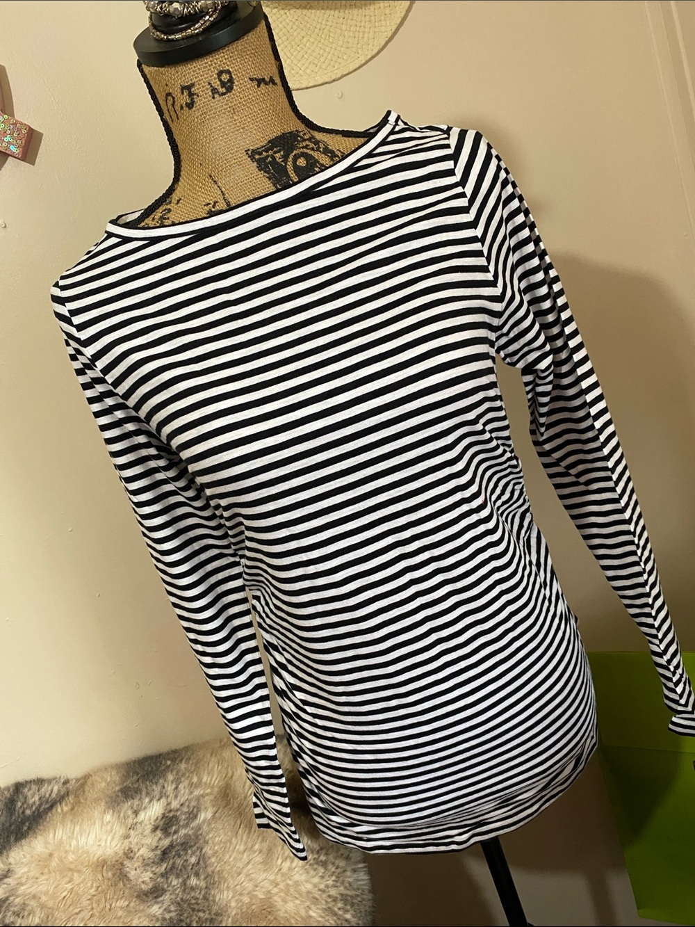 NWT MADEWELL Ruched Crewneck Long Sleeve Tee in Soft Slub size women’s small - Picture 6 of 8